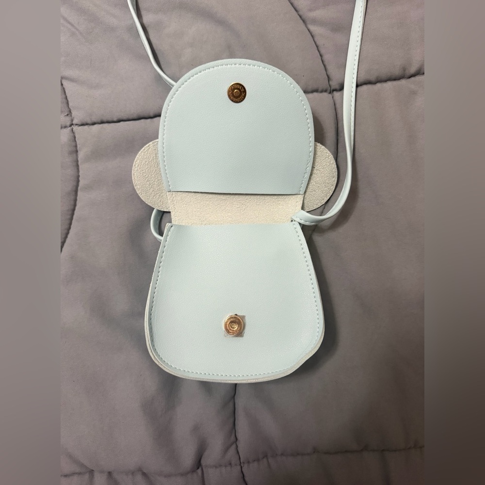Kids light blue Mouse Crossbody Bag with Red Bow - Picture 2 of 4